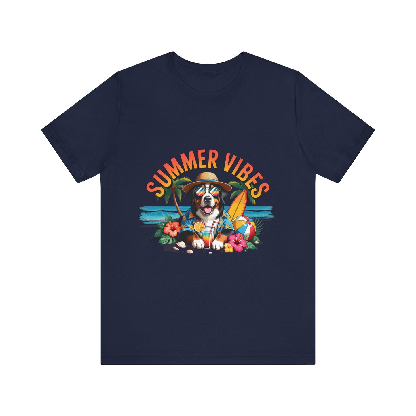 Summer Vibes Dog Tee - Cute Beach Puppy Graphic Unisex T-Shirt by Printify