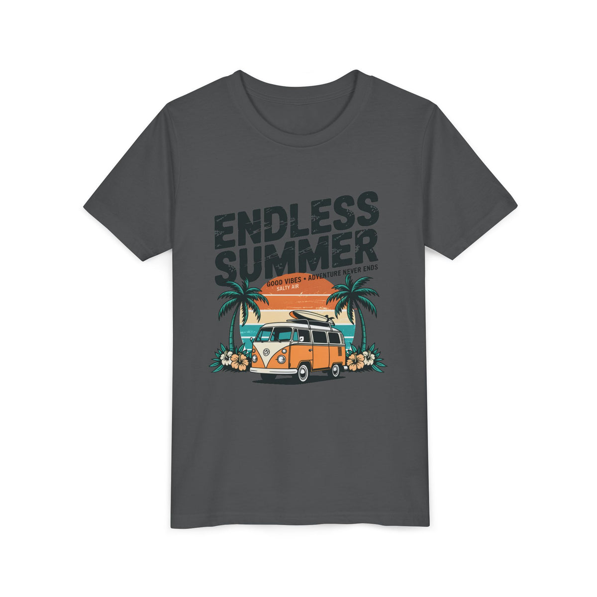 Youth Tee-"Endless Summer" Retro Camper Palm Tree Graphic Unisex T-Shirt by Printify