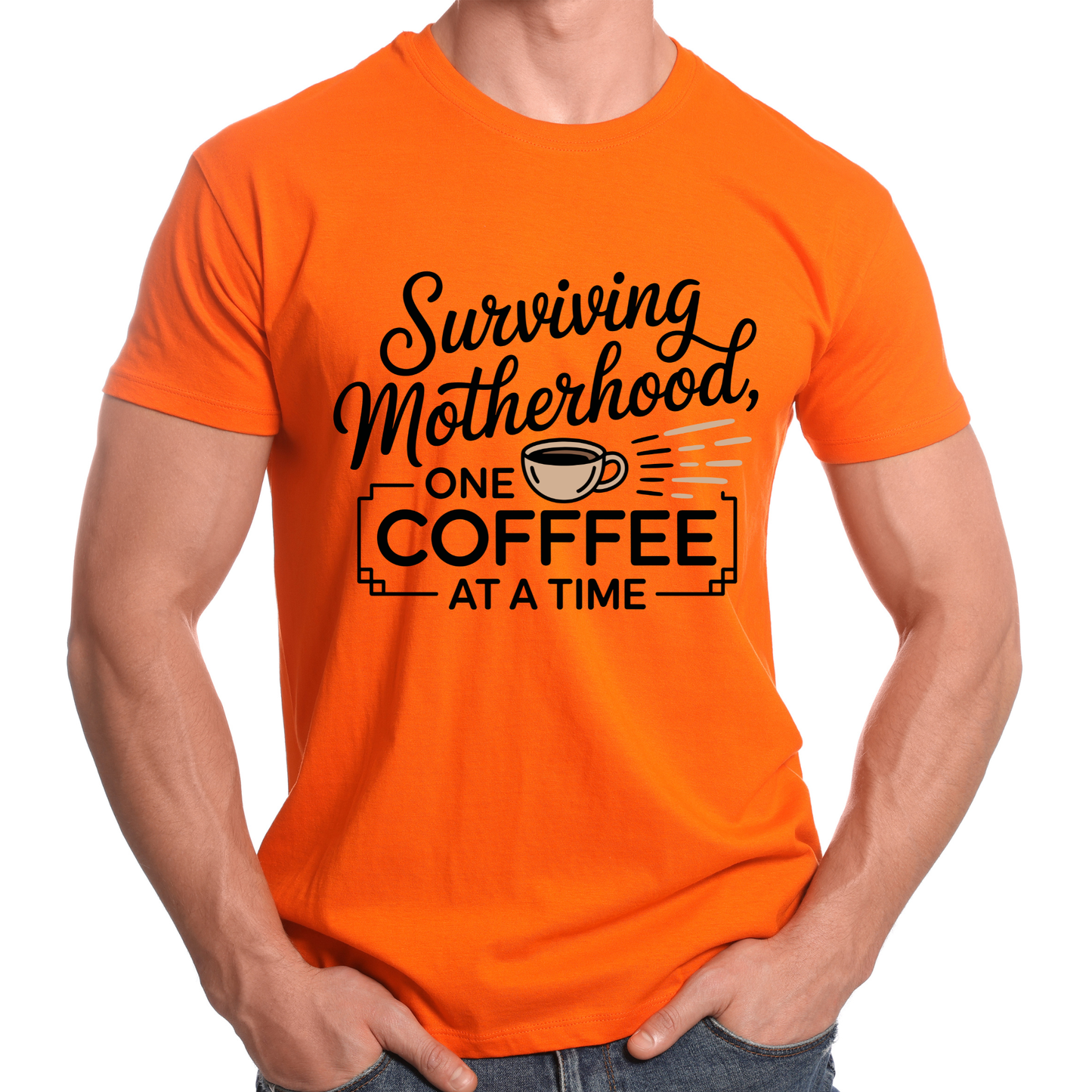 Surviving Motherhood One Coffee at a Time T-Shirt | Funny Mom Tee | Coffee Lover Gift