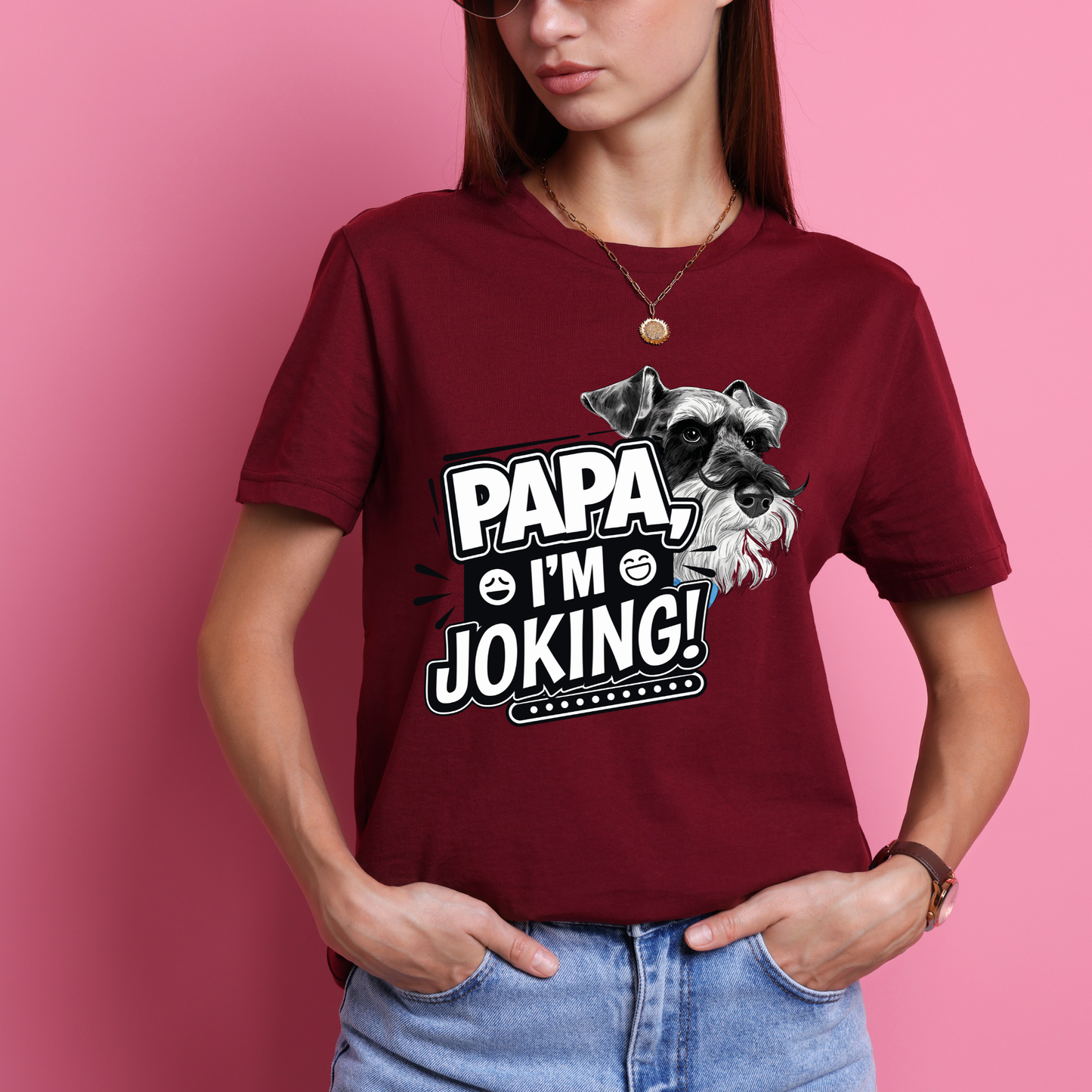 Papa I'm Joking Funny Schnauzer T-Shirt | Funny Schnauzer Dad Shirt | Humor Pet Lover Tee Gift by Ortrends