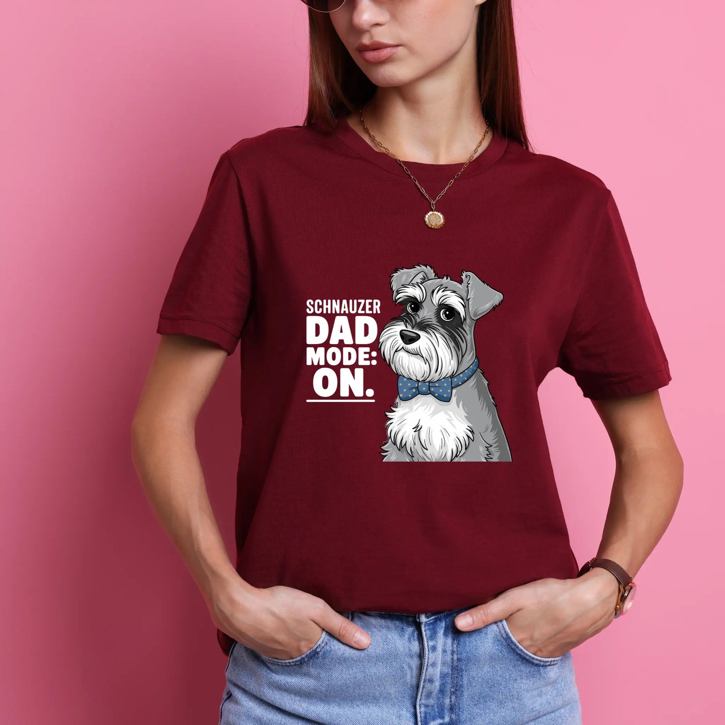 Schnauzer Dad Mode On T-Shirt | Schnauzer Dad Shirt | Funny Miniature Schnauzer Lover Gift Tee by Ortrends