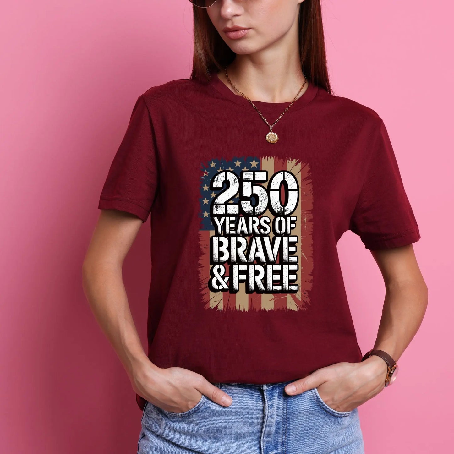 250 Years of Brave & Free T-Shirt | America 250th Anniversary Shirt | 4th of July 2026 Tee by Ortrends