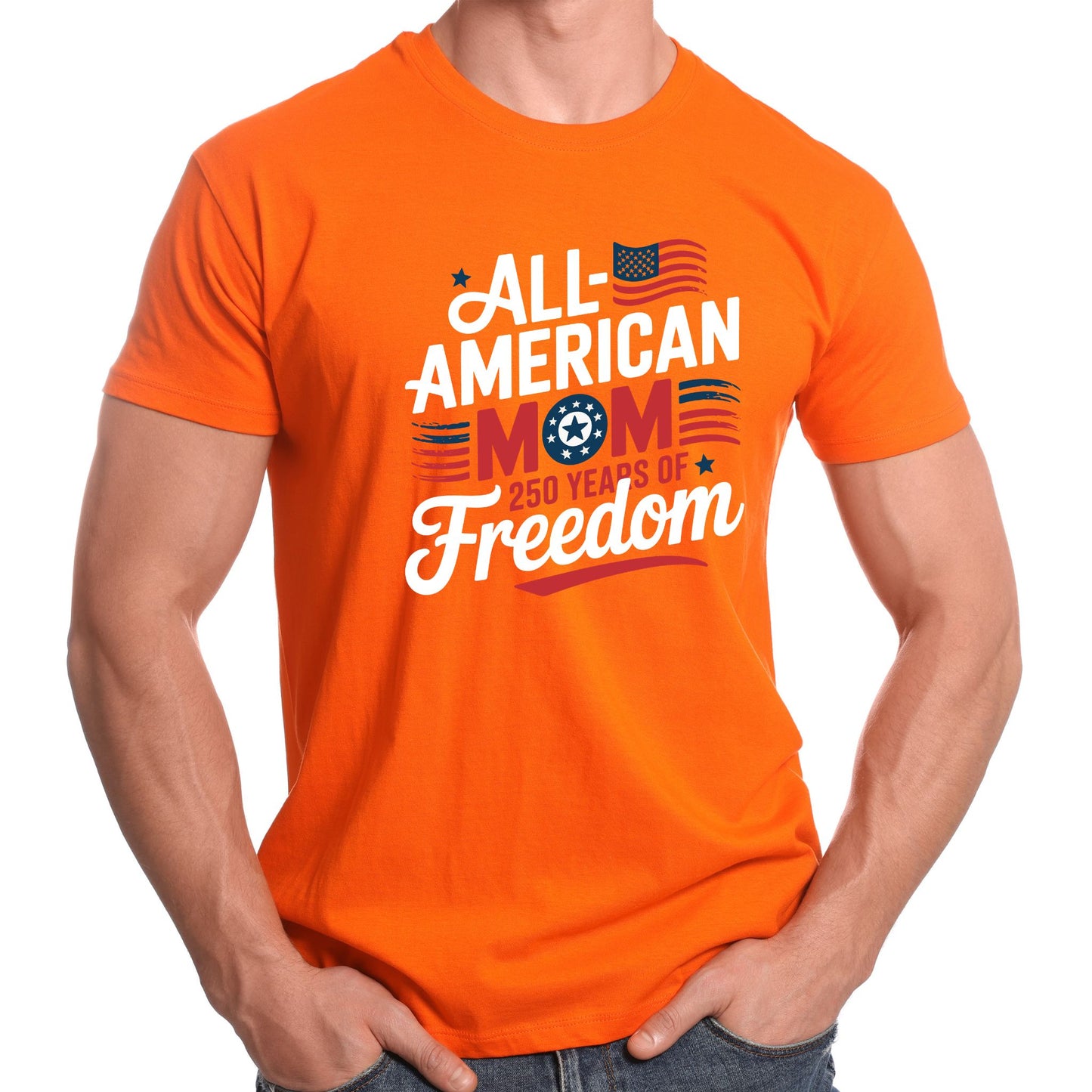 All American Mom Shirt, 250 Years of Freedom Tee, Patriotic Mom Shirt, 4th of July Shirt, USA Independence Gift for Mom