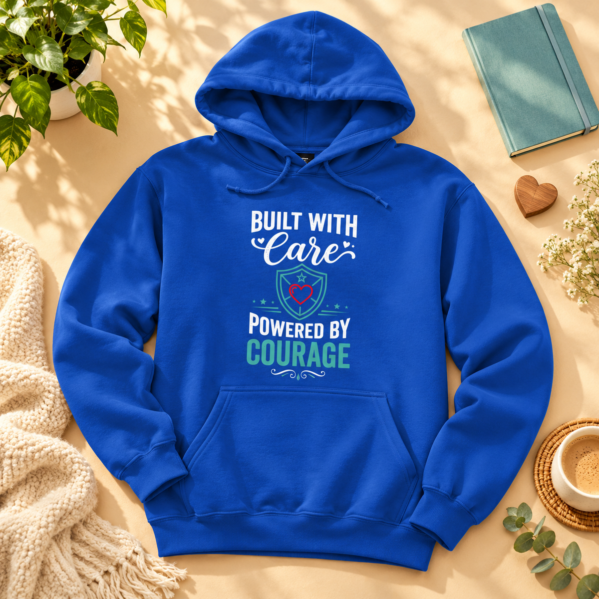 Built With Care Powered By Courage Unisex Hoodie | Inspirational Nurse Hoodie | Healthcare Worker Appreciation Gift