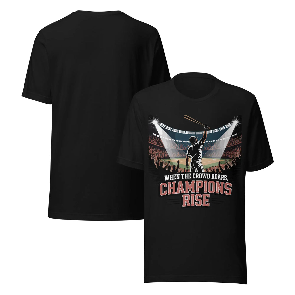 Crowd Roars Champions Rise Unisex T-Shirt | Bella Canvas DTG Baseball Tee by Ortrends