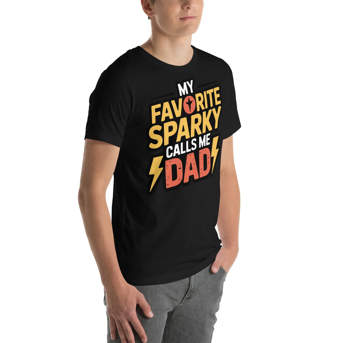 Favorite Sparky Dad Unisex T-Shirt | Bella Canvas DTG Electrician Tee by Ortrends