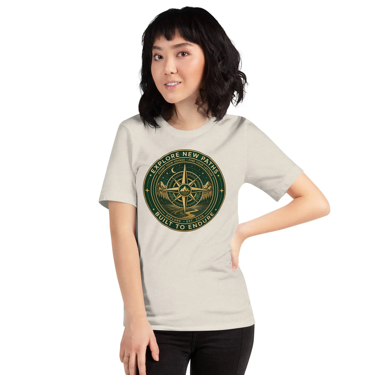Explore New Paths Unisex T-Shirt | Bella Canvas DTG Adventure Compass Tee by Ortrends