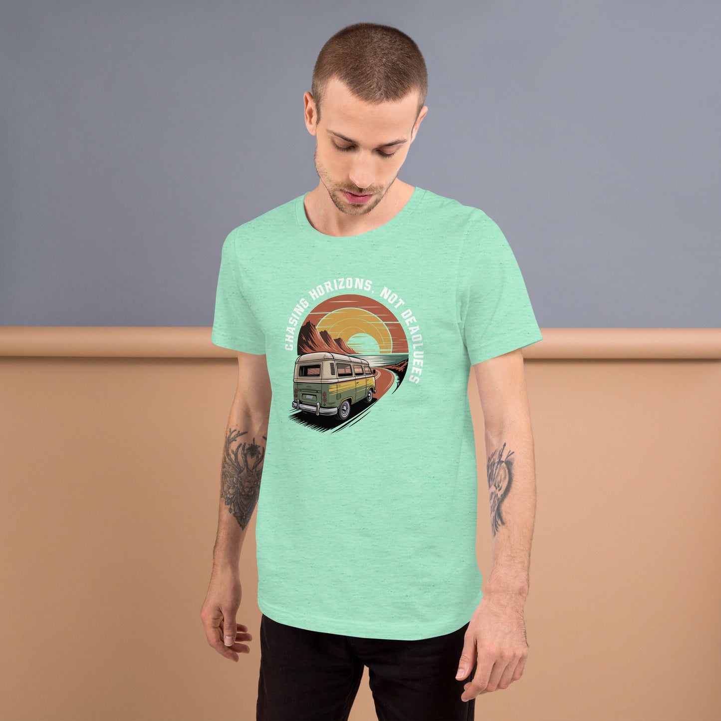 Chasing Horizons Unisex T-Shirt | Bella Canvas DTG Vintage Camper Tee by Ortrends