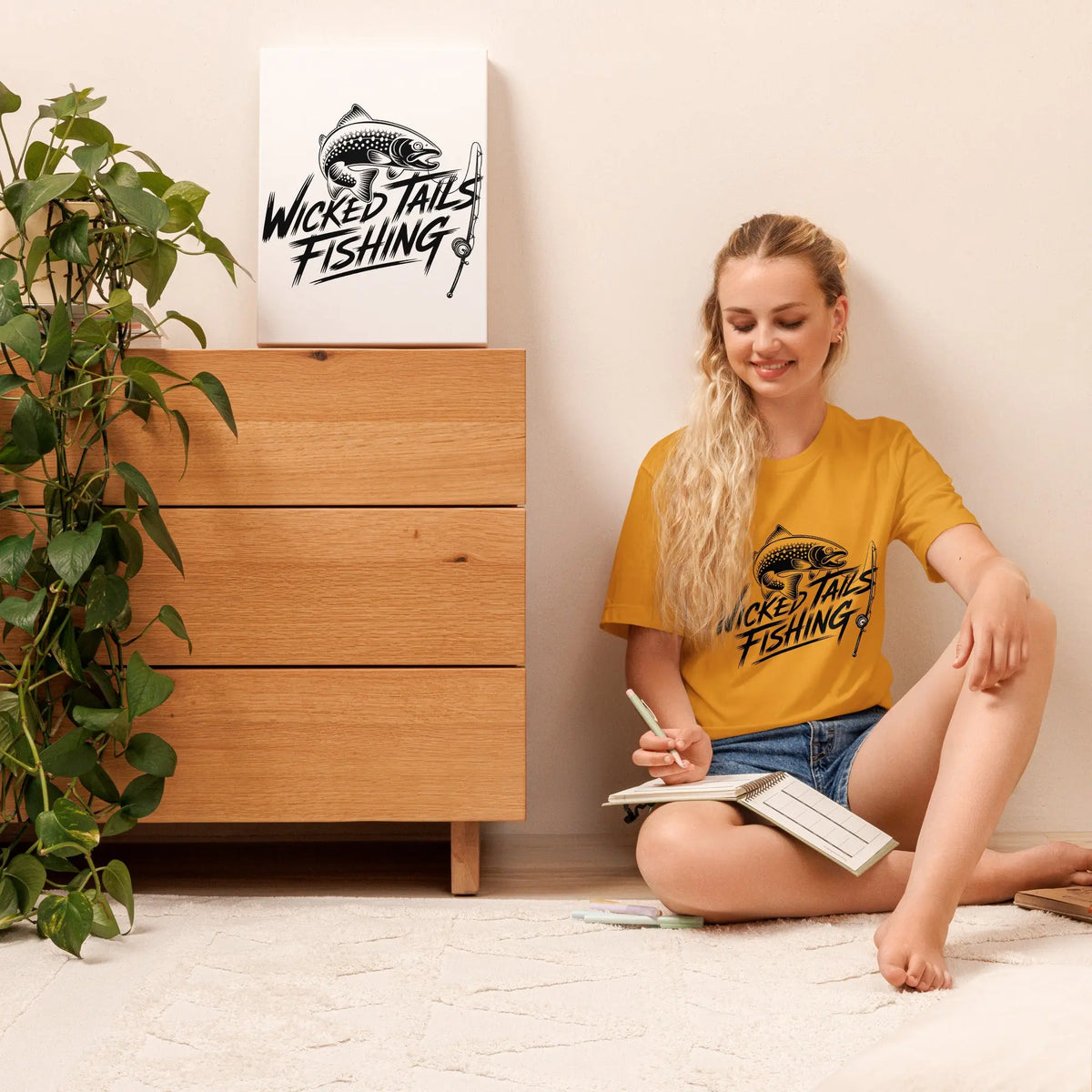 Wicked Tails Fishing Pet Lover Graphic Tee by Ortrends