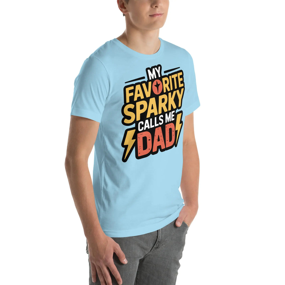 Favorite Sparky Dad Unisex T-Shirt | Bella Canvas DTG Electrician Tee by Ortrends