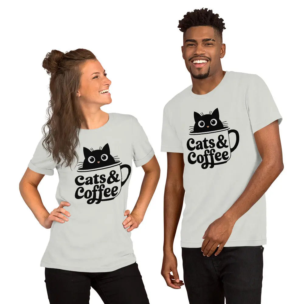 Cats & Coffee Cute Cat Lover T-Shirt | Bella+Canvas 3001 Unisex Graphic Tee by Ortrends