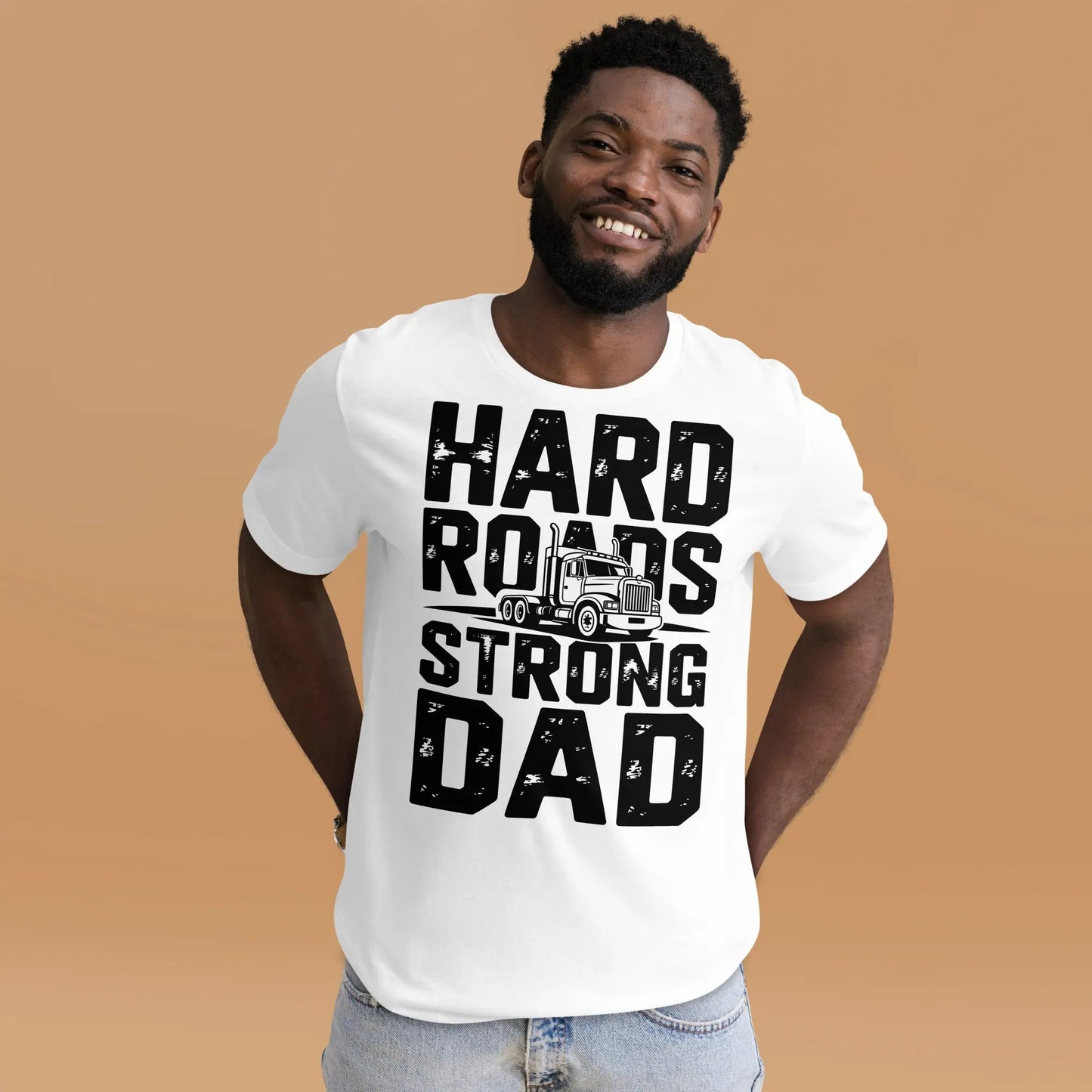 Hard Roads Strong Dad Unisex T-Shirt | Bella Canvas DTG Trucker Tee by Ortrends