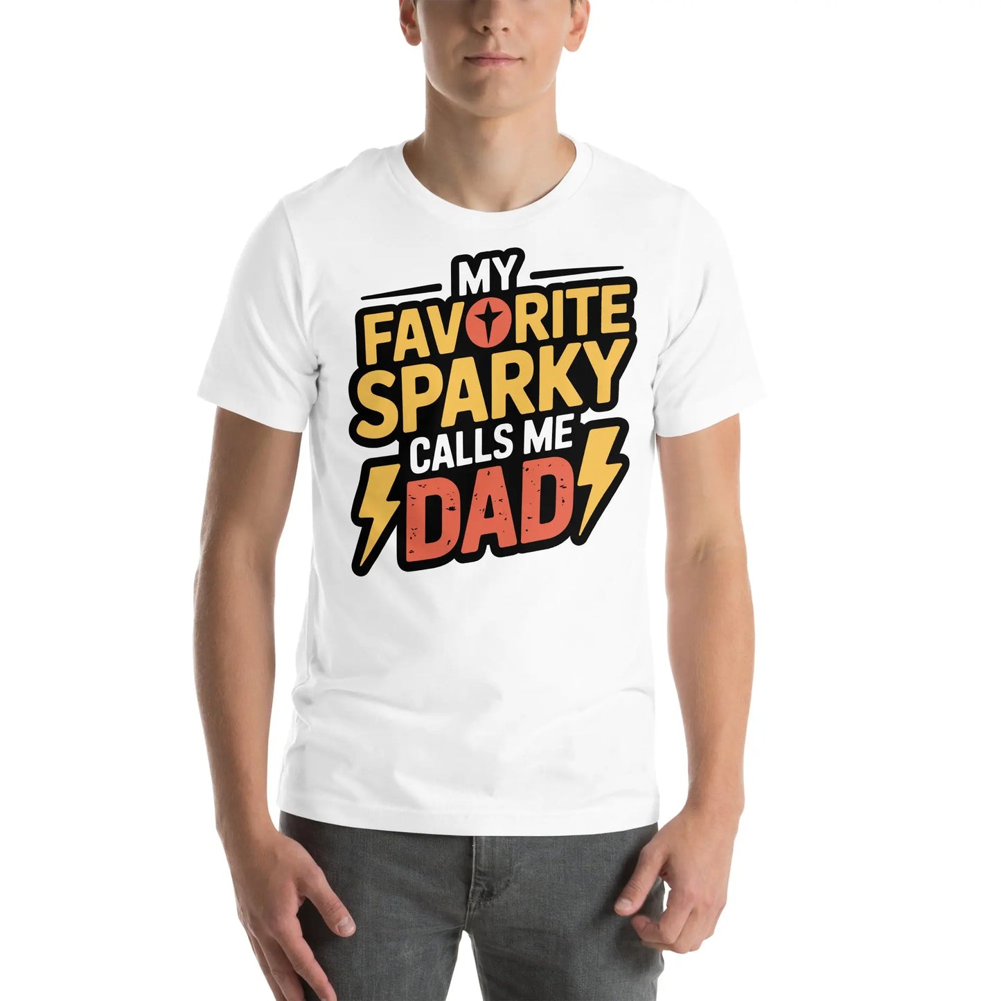 Favorite Sparky Dad Unisex T-Shirt | Bella Canvas DTG Electrician Tee by Ortrends