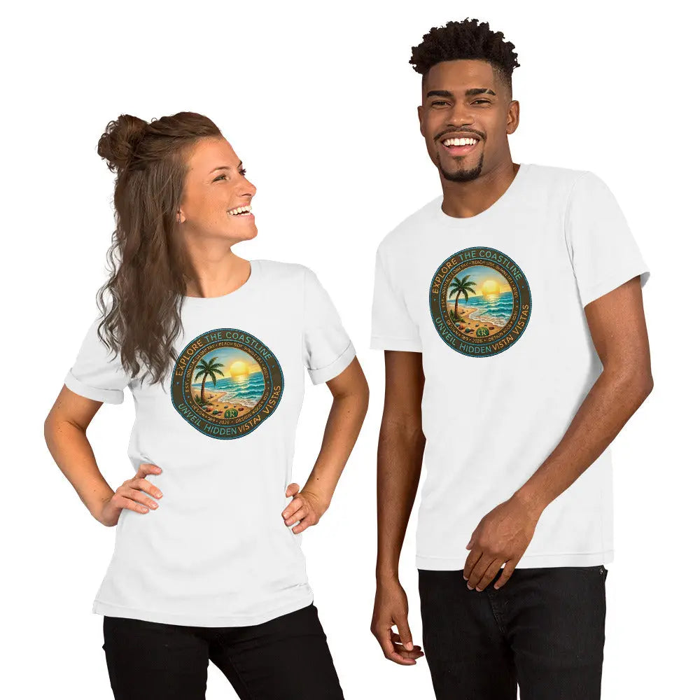 Explore The Coastline Unisex T-Shirt | Bella Canvas DTG Beach Graphic Tee by Ortrends