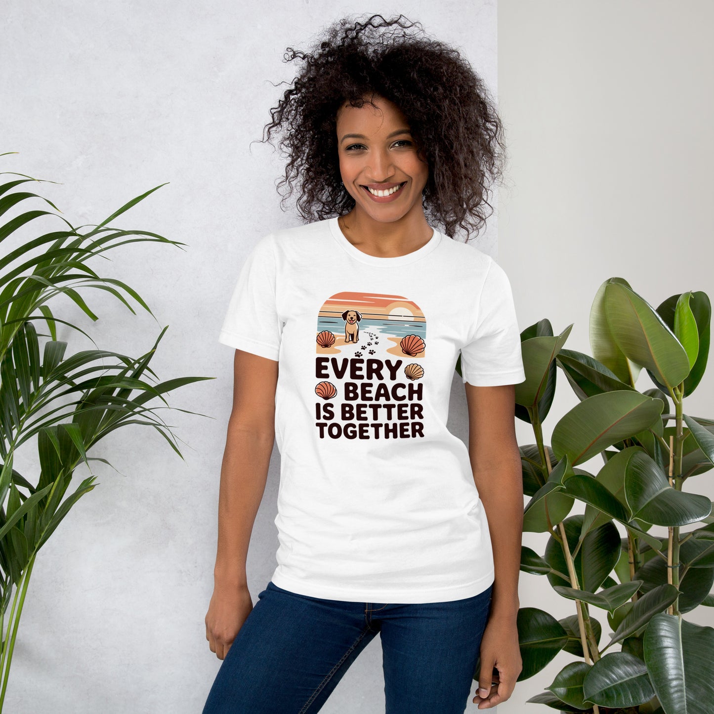 Every Beach Is Better Together Unisex T-Shirt | Bella Canvas DTG Beach Dog Tee by Ortrends