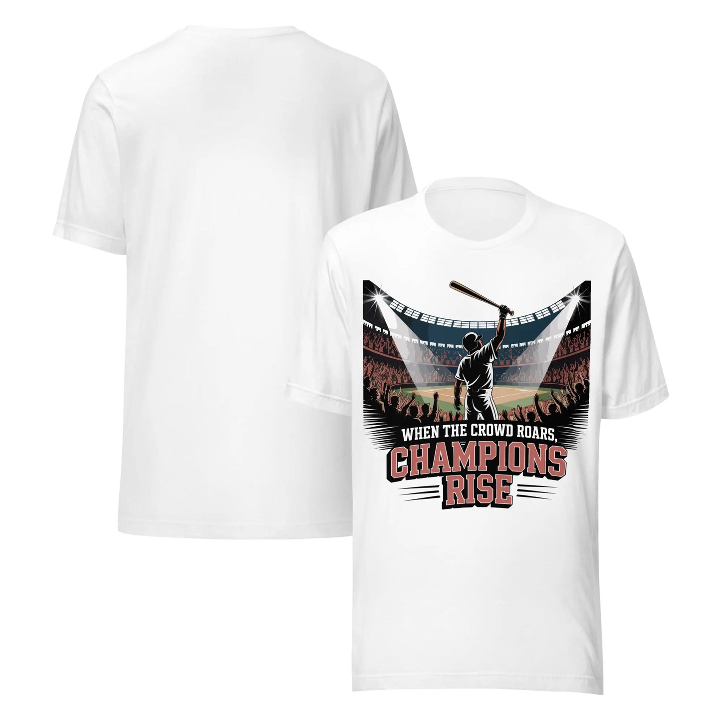 Crowd Roars Champions Rise Unisex T-Shirt | Bella Canvas DTG Baseball Tee by Ortrends