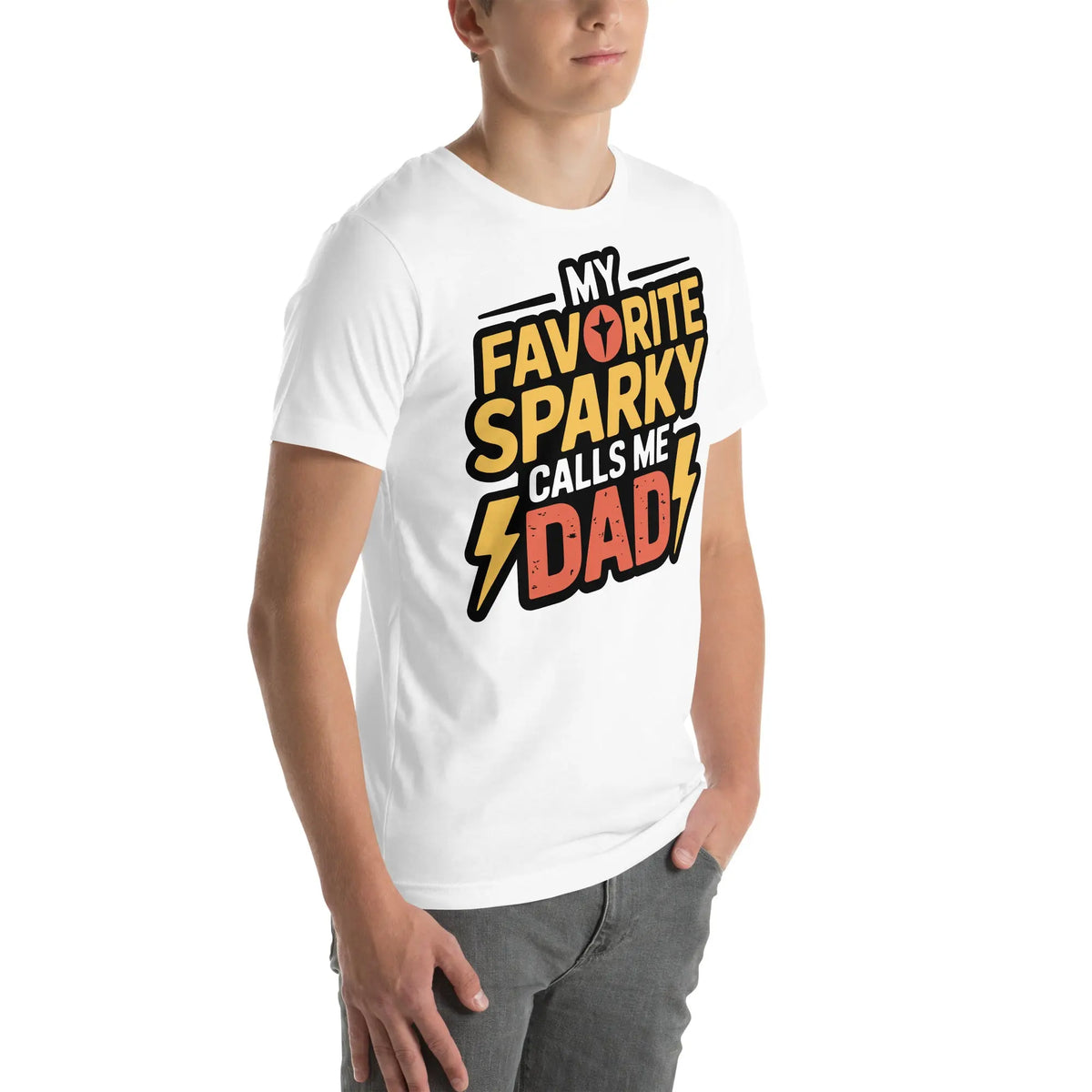 Favorite Sparky Dad Unisex T-Shirt | Bella Canvas DTG Electrician Tee by Ortrends