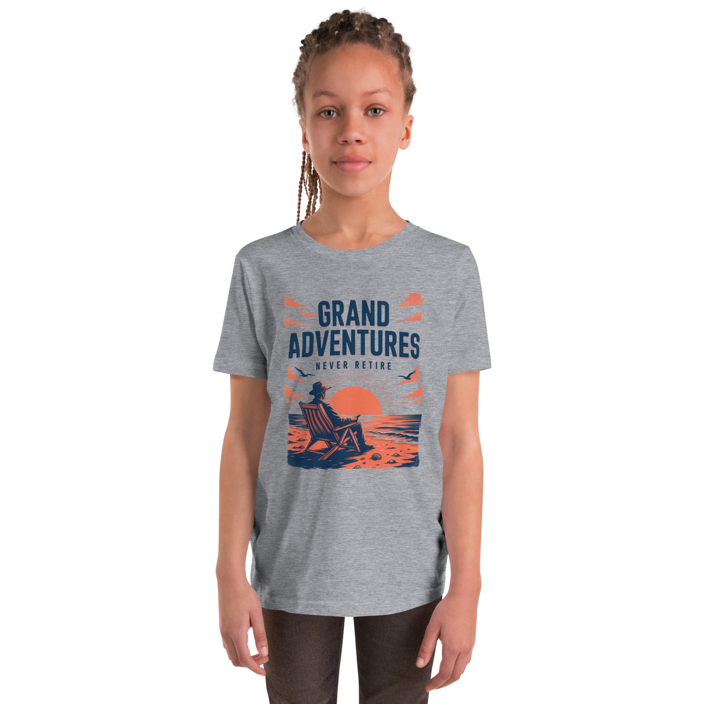 Grand Adventures Never Retire Kids Beach T-Shirt | Sunset Vacation Youth Graphic Tee by Ortrends