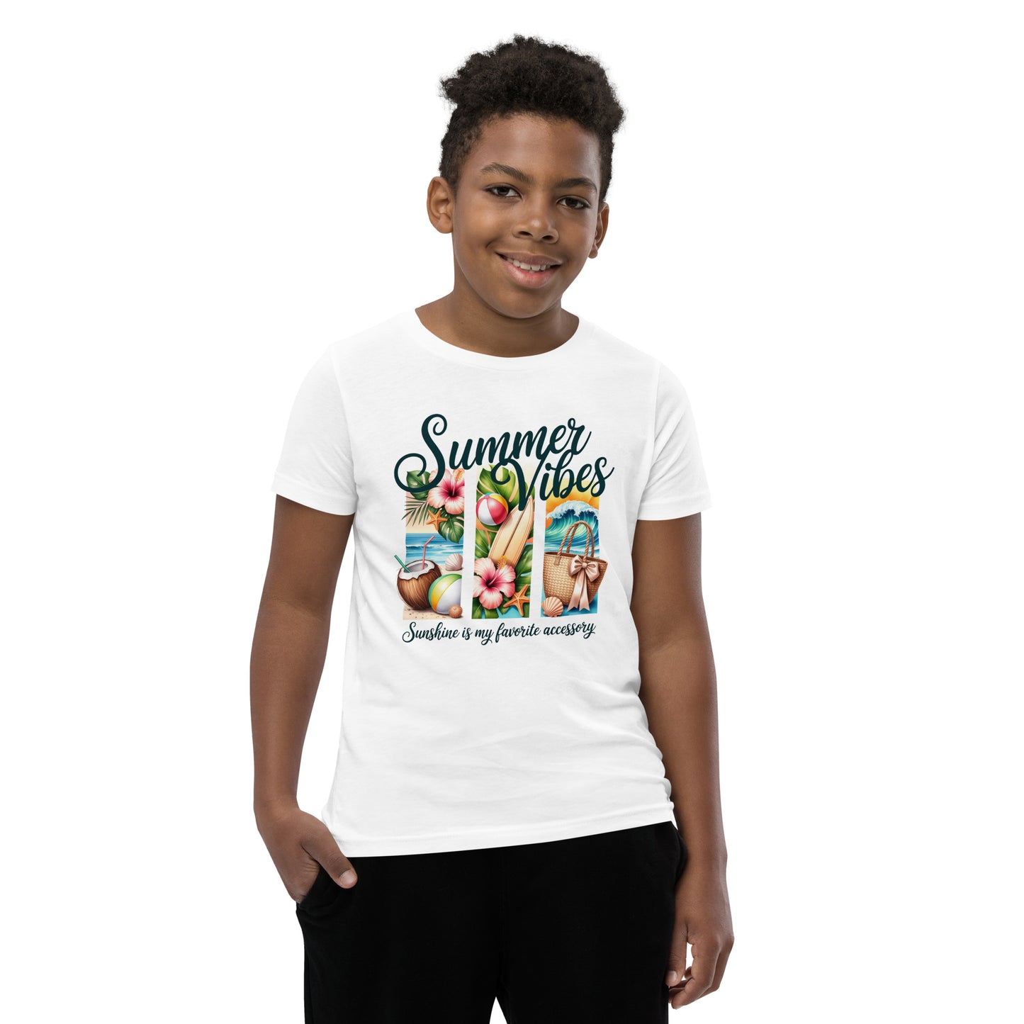 Summer Vibes Kids T-Shirt | Sunshine Is My Favorite Accessory Youth Beach Tee by Ortrends