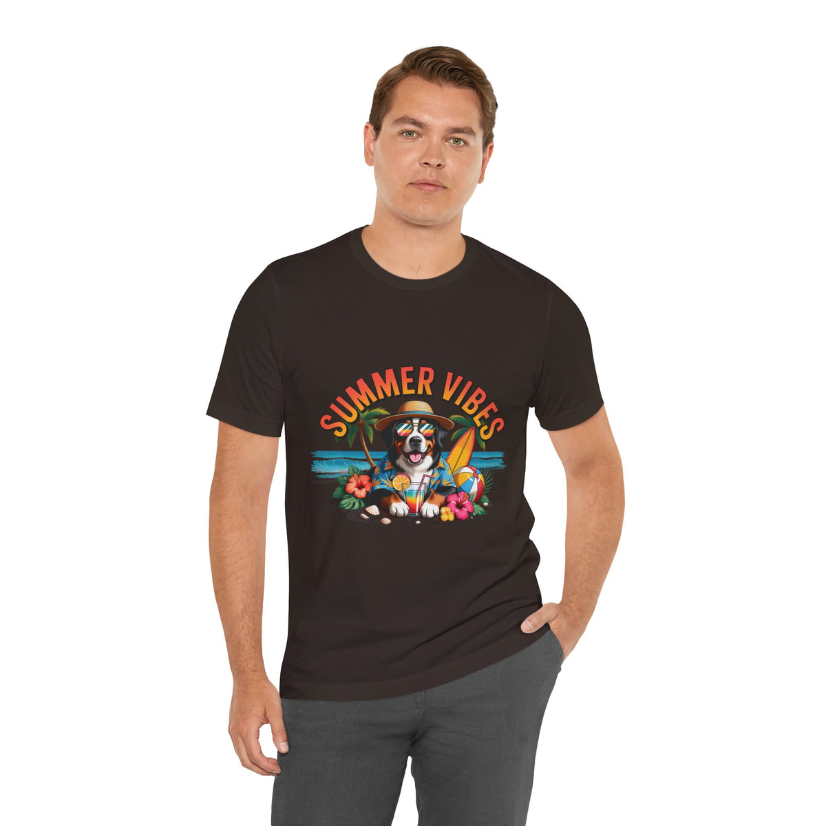 Summer Vibes Dog Tee - Cute Beach Puppy Graphic Unisex T-Shirt by Printify