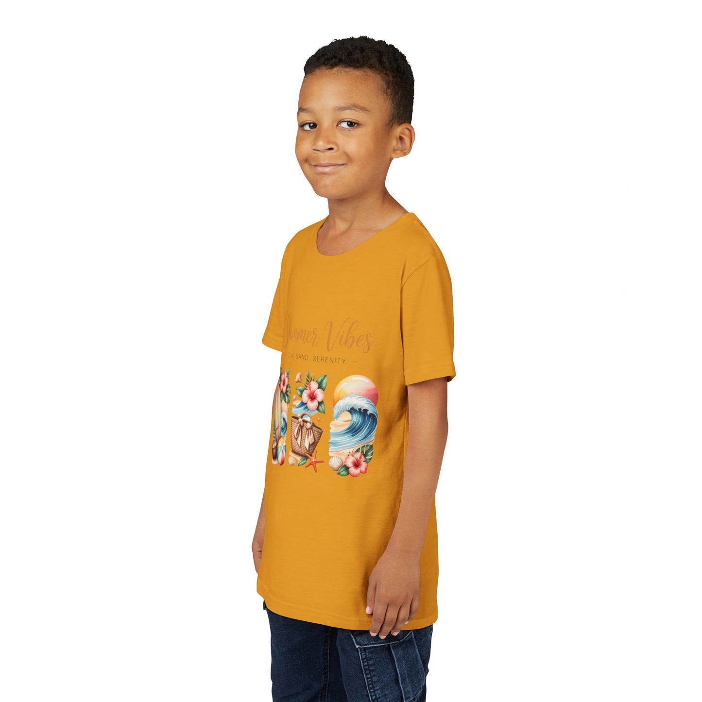 Youth Tee-"Summer Vibes" Watercolor Beach Graphic Unisex T-Shirt by Printify