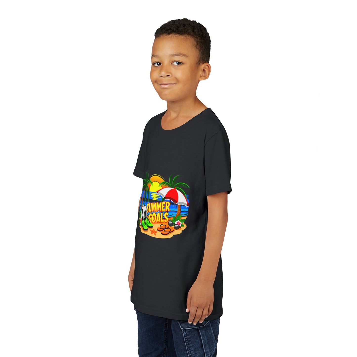 Youth Tee-'Summer Goals' Beach Graphic Kids Unisex T-Shirt by Printify