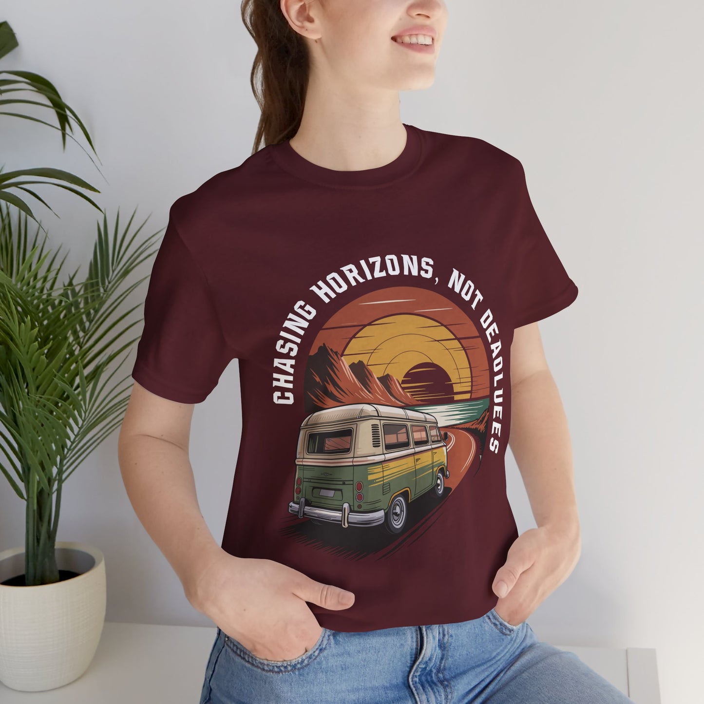 Chasing Horizons Vintage Camper Tee-Retro Van Unisex T-Shirt by Printify