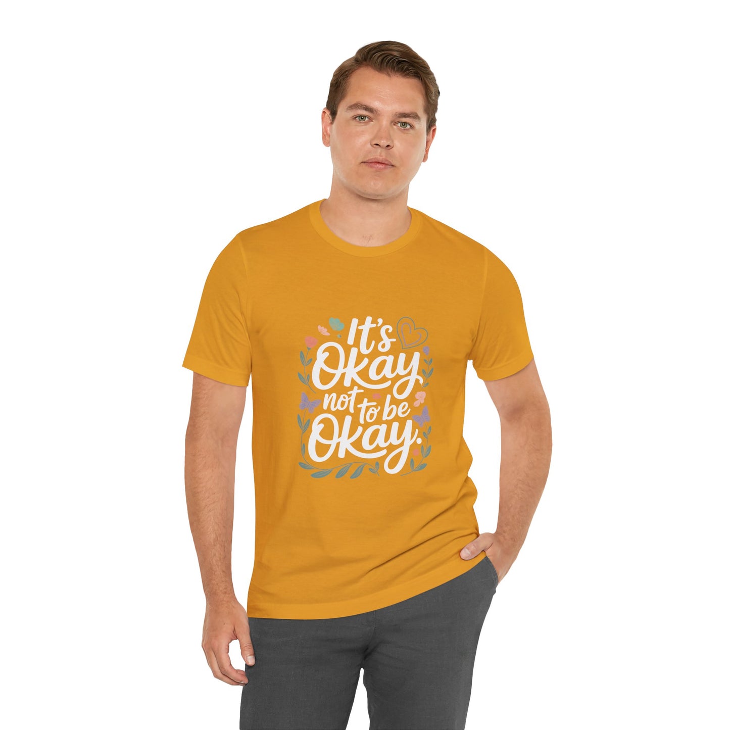 Floral Heart Frame Tee — Pastel Butterfly & Leaf Graphic Unisex T-Shirt by Printify
