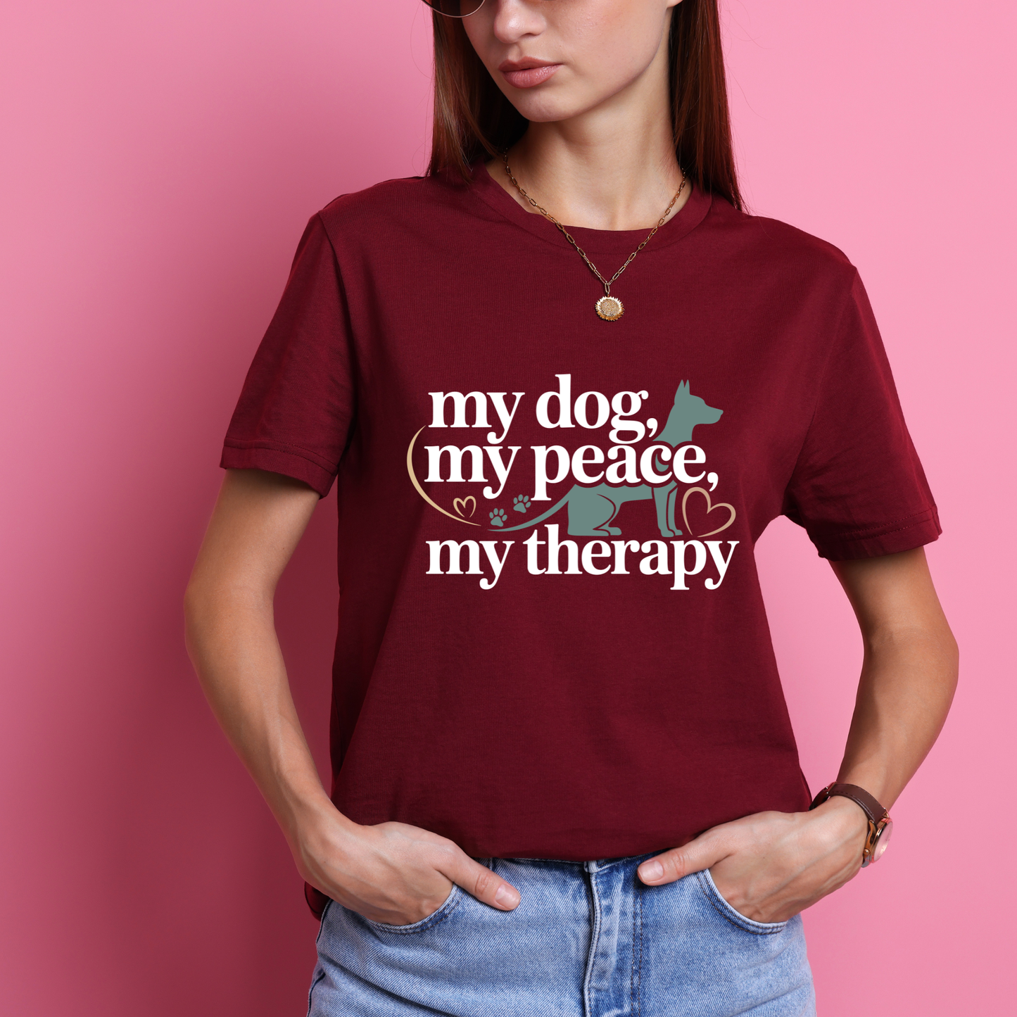 My Dog My Peace My Therapy T-Shirt  Cute Dog Mom Shirt  Pet Lover Gift