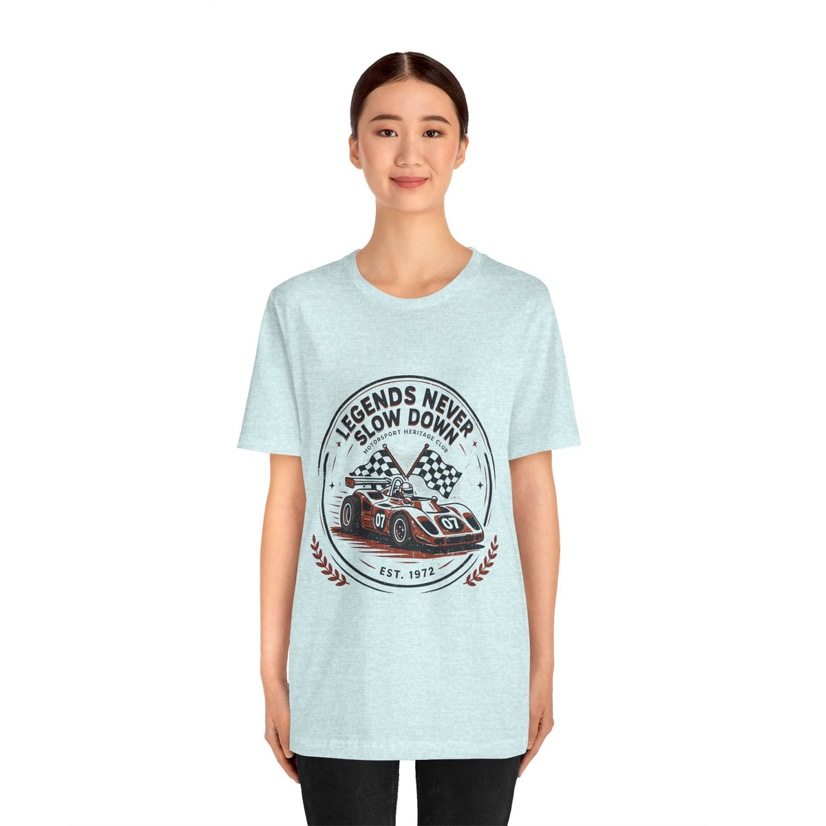 Legends Never Slow Down Racing Tee — Vintage Race Car Graphic Unisex T-Shirt by Printify