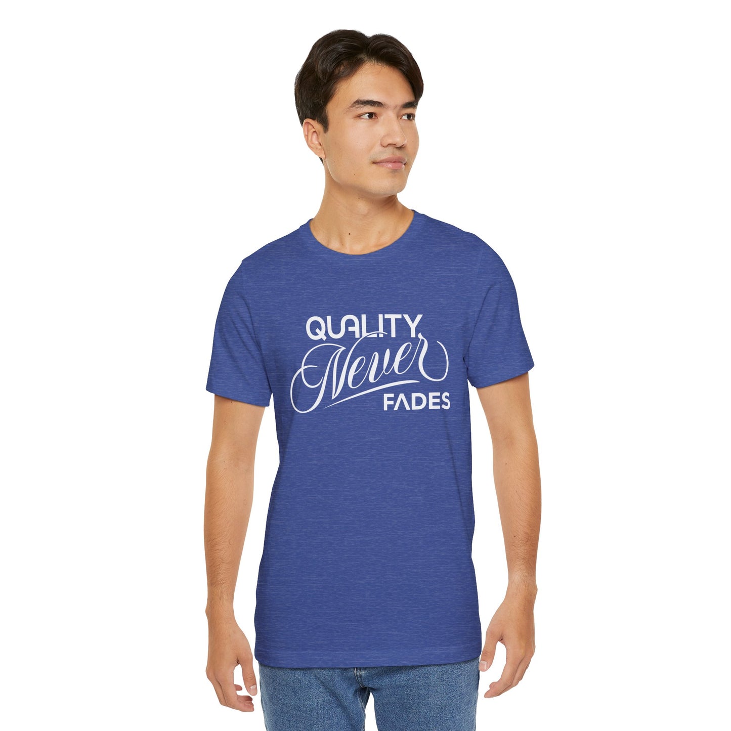 Quality Never Fades Vintage Script Tee - Premium Typographic Streetwear Unisex T-Shirt by Printify