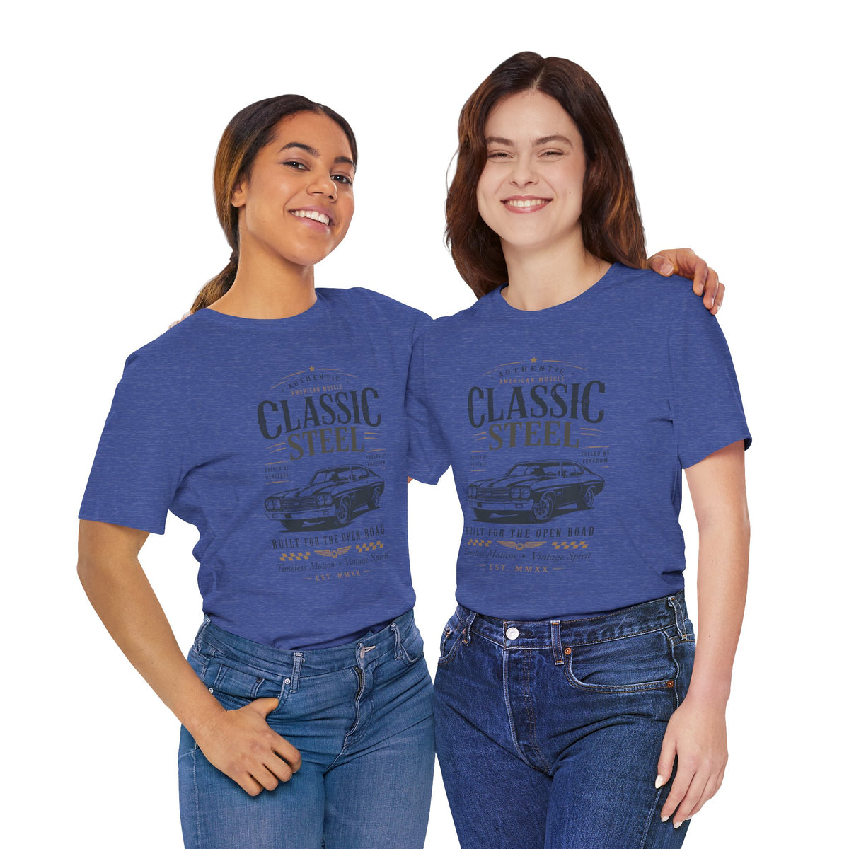 Classic Steel Vintage Car Tee-Built for the Open Road T-Shirt by Printify