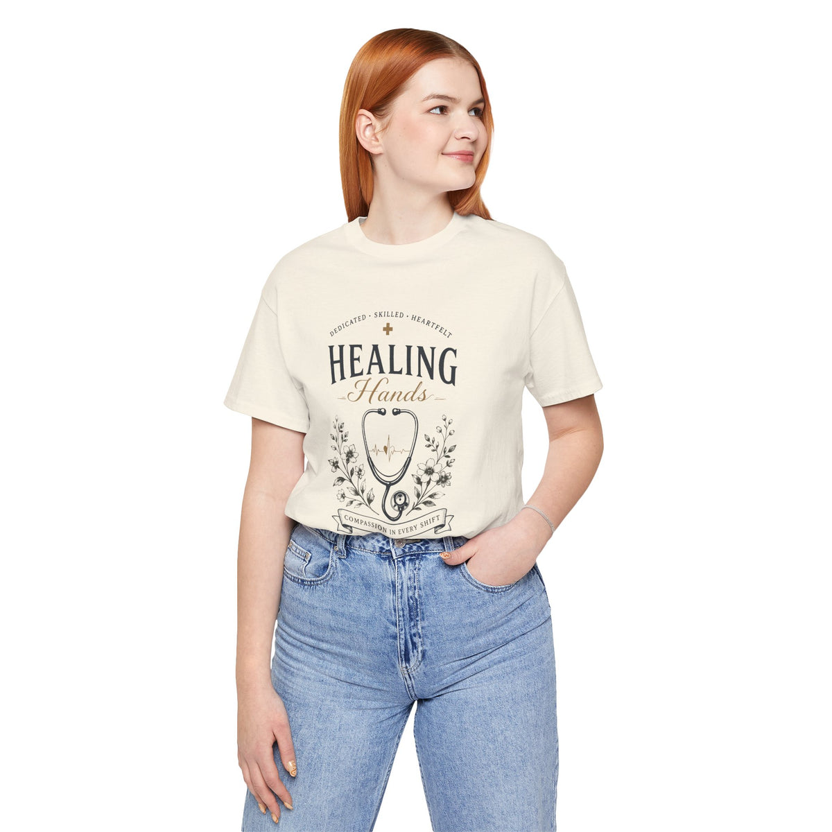 Healing Hands T-Shirt-Compassionate Care Nurse Unisex T-Shirt by Printify