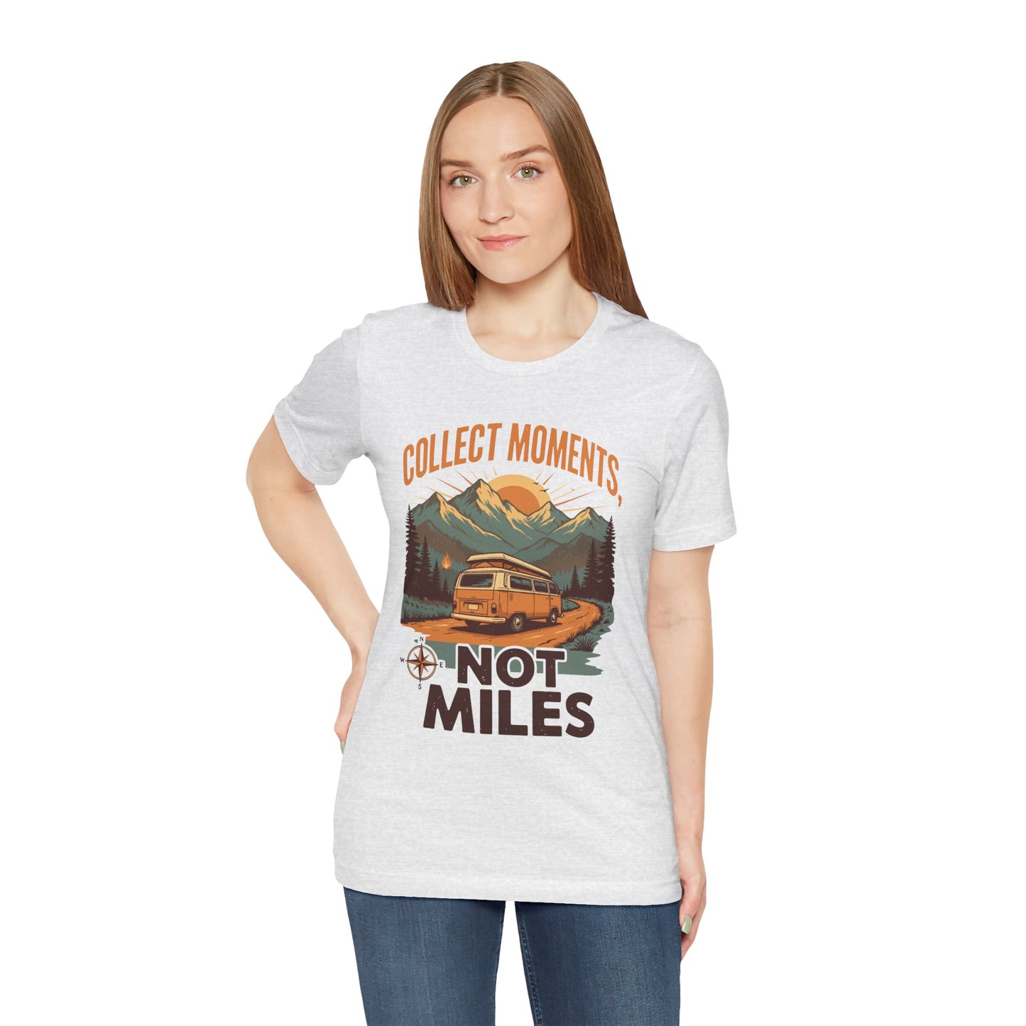 Collect Moments Not Miles Unisex T-Shirt — Vintage Camper Adventure Tee by Printify