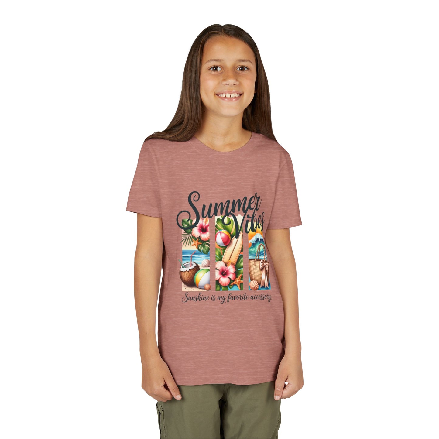 Youth Tee — "Summer Vibes" Tropical Beach Graphic Unisex T-Shirt by Printify