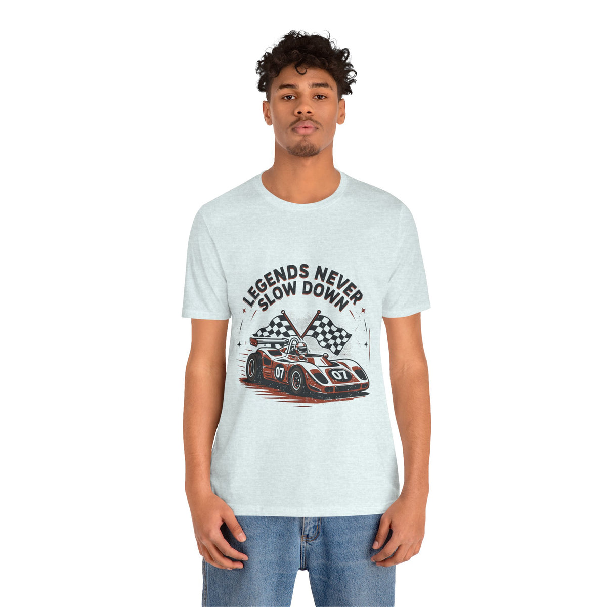 Legends Never Slow Down Racing Tee — Vintage Race Car Graphic Unisex T-Shirt by Printify