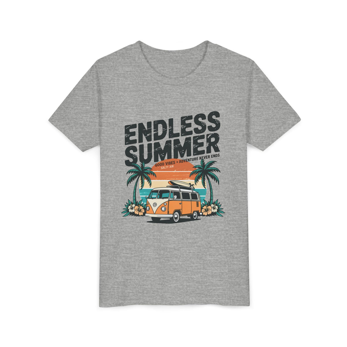 Youth Tee-"Endless Summer" Retro Camper Palm Tree Graphic Unisex T-Shirt by Printify