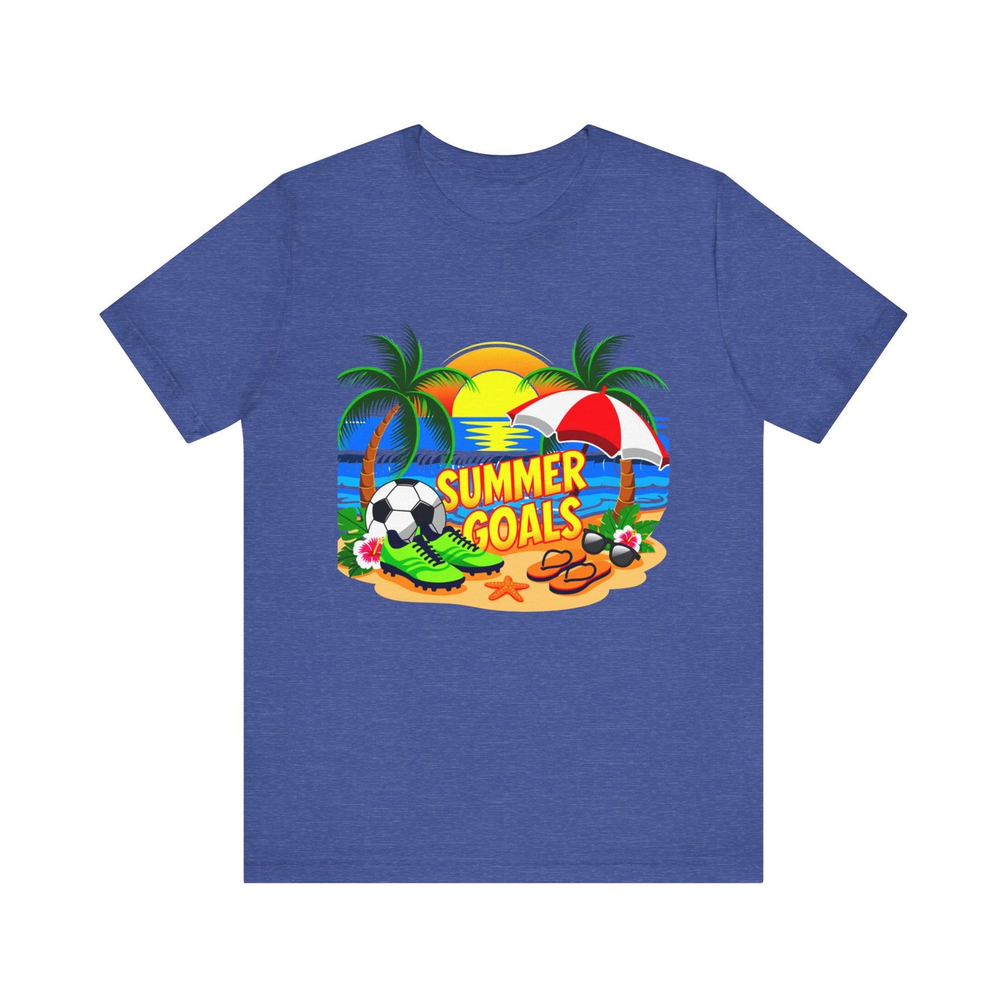 Summer Goals Beach Tee-Tropical Soccer & Sunshine Graphic Unisex T-Shirt by Printify