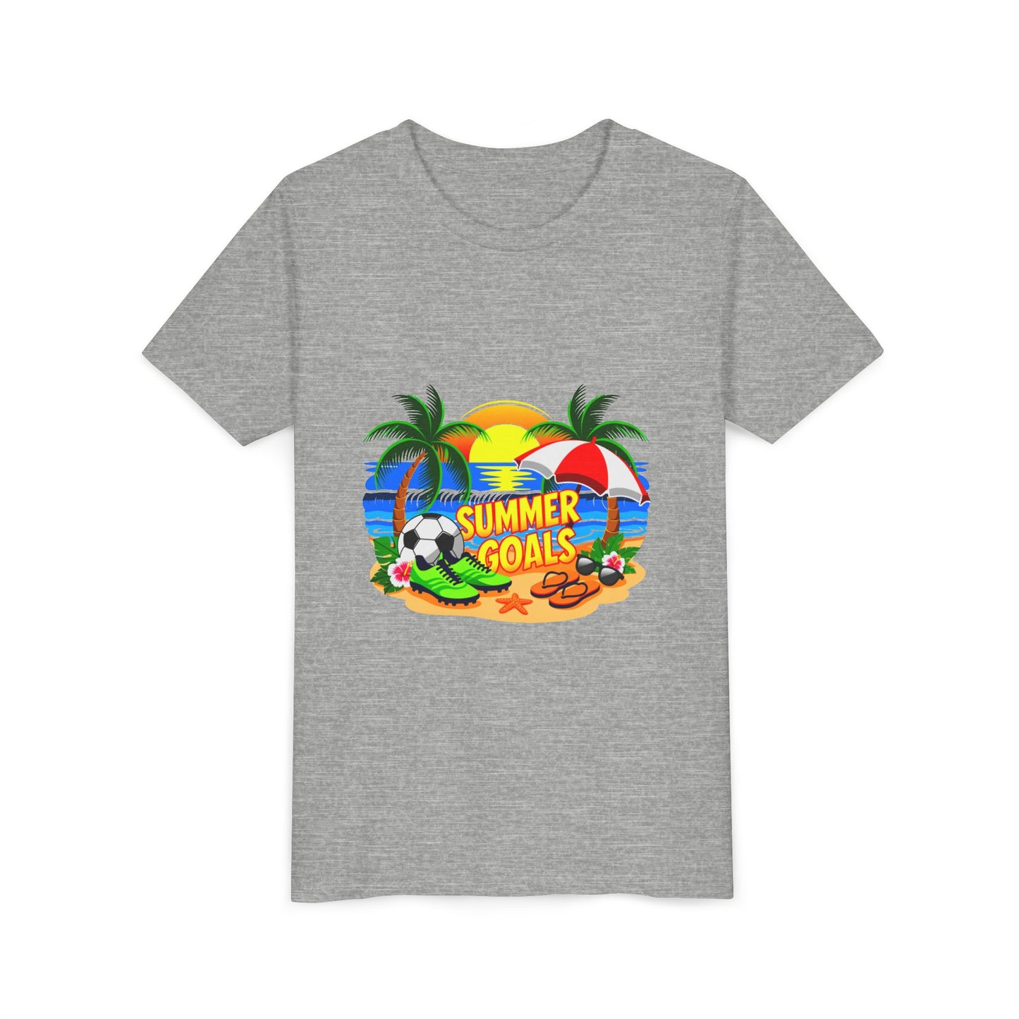Youth Tee-'Summer Goals' Beach Graphic Kids Unisex T-Shirt by Printify