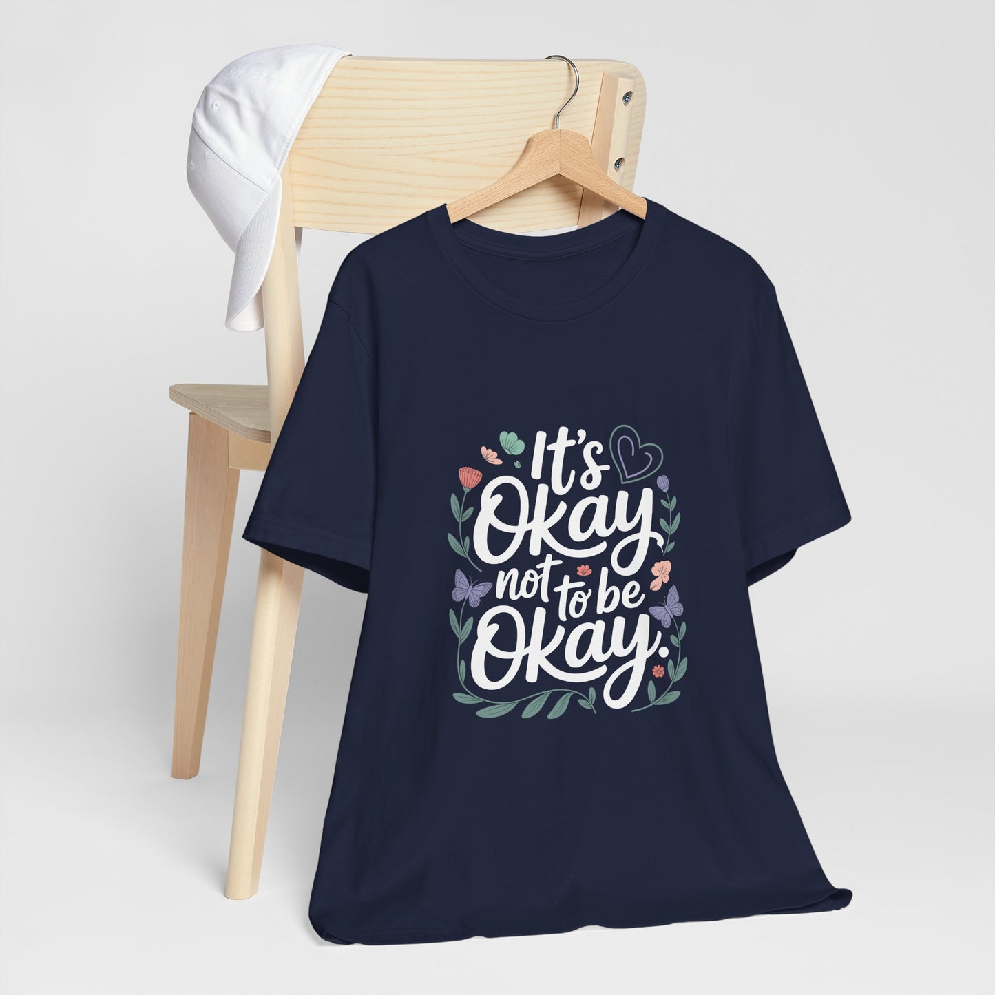 Floral Heart Frame Tee — Pastel Butterfly & Leaf Graphic Unisex T-Shirt by Printify