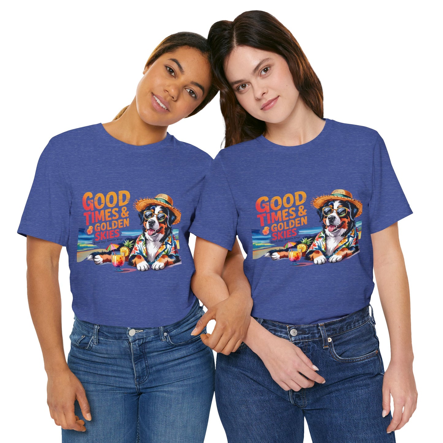Good Times & Golden Skies Beach Dog Unisex T‑Shirt by Printify