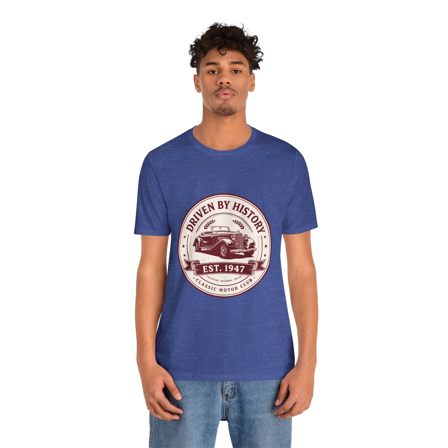 Vintage Car Unisex T-Shirt — "Driven by History Est. 1947" Classic Motor Club Tee by Printify
