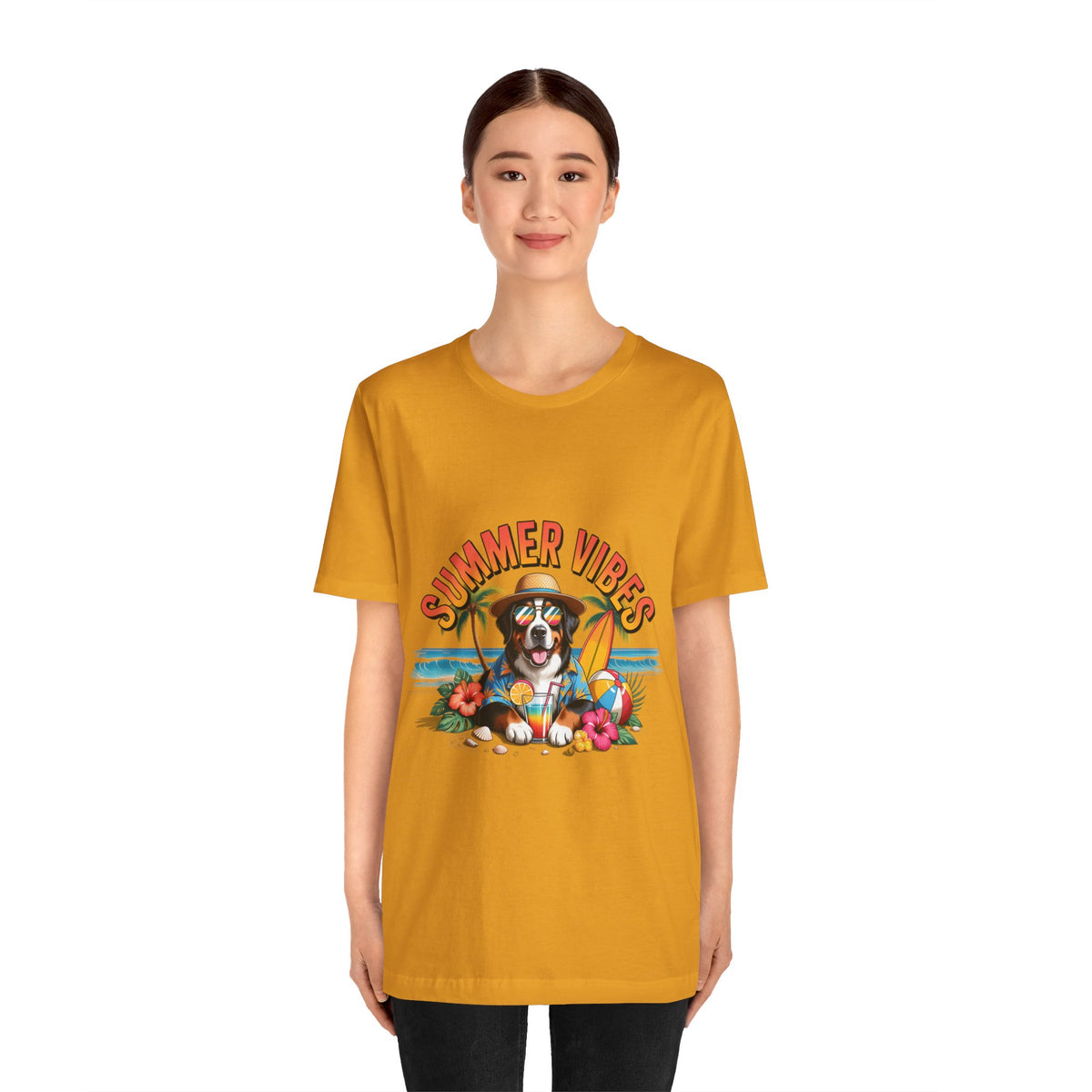 Summer Vibes Dog Tee - Cute Beach Puppy Graphic Unisex T-Shirt by Printify
