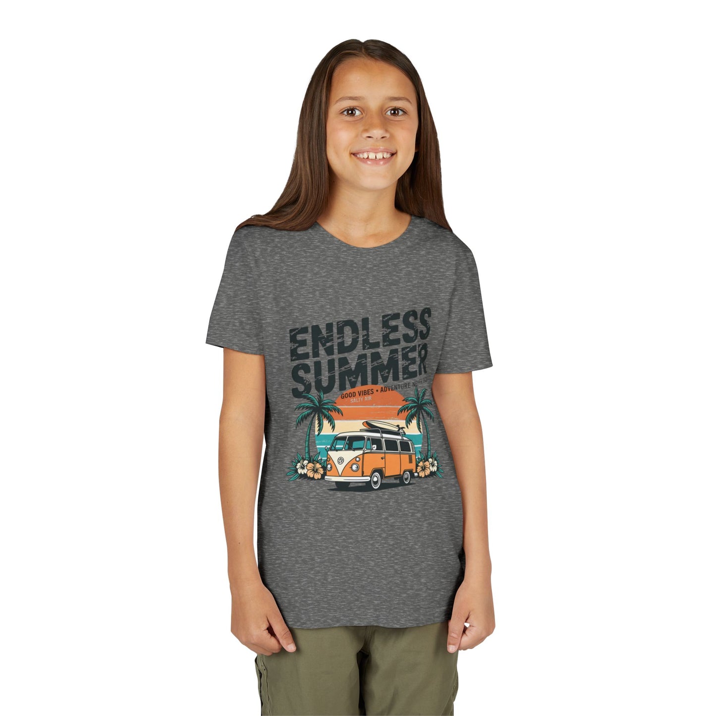 Youth Tee-"Endless Summer" Retro Camper Palm Tree Graphic Unisex T-Shirt by Printify