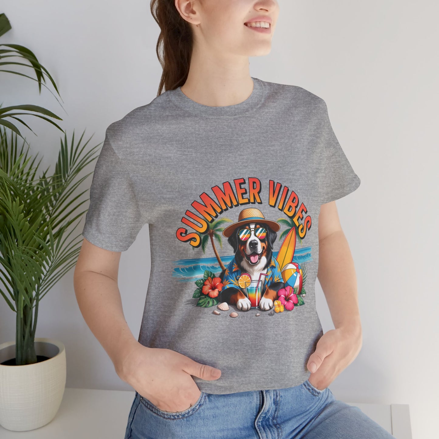 Summer Vibes Dog Tee - Cute Beach Puppy Graphic Unisex T-Shirt by Printify