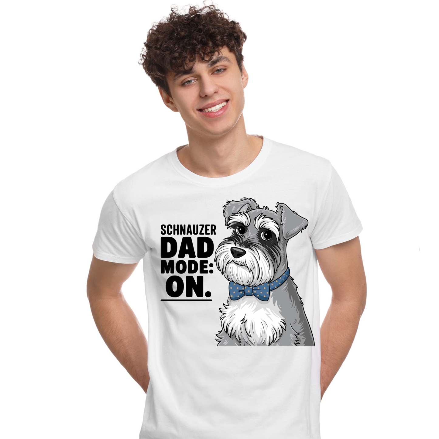 Schnauzer Dad Mode On T-Shirt | Schnauzer Dad Shirt | Funny Miniature Schnauzer Lover Gift Tee by Ortrends