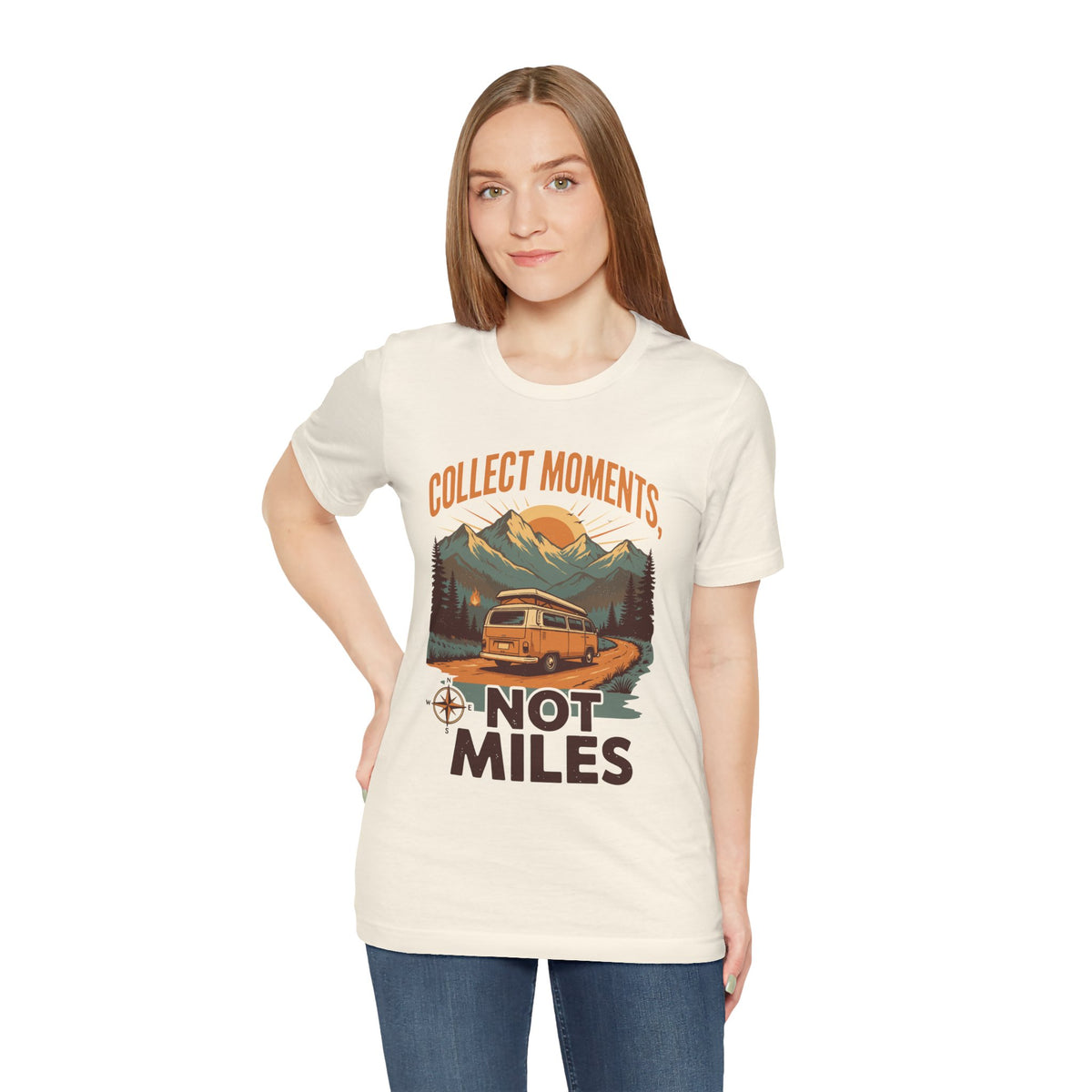 Collect Moments Not Miles Unisex T-Shirt — Vintage Camper Adventure Tee by Printify