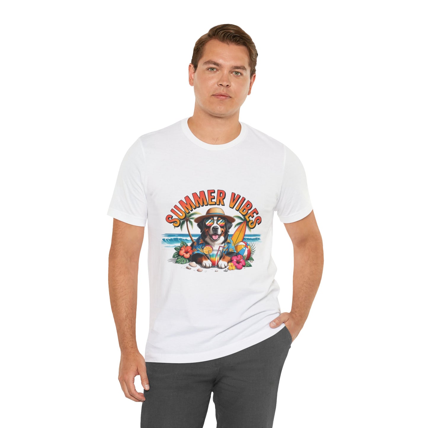 Summer Vibes Dog Tee - Cute Beach Puppy Graphic Unisex T-Shirt by Printify