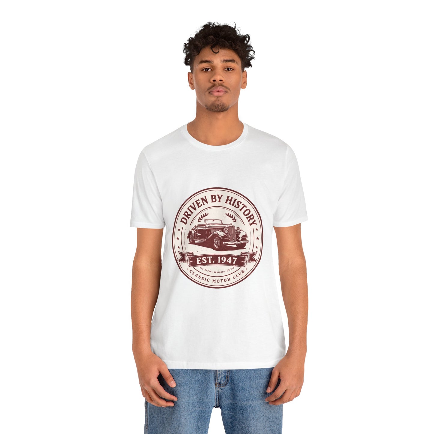 Vintage Car Unisex T-Shirt — "Driven by History Est. 1947" Classic Motor Club Tee by Printify