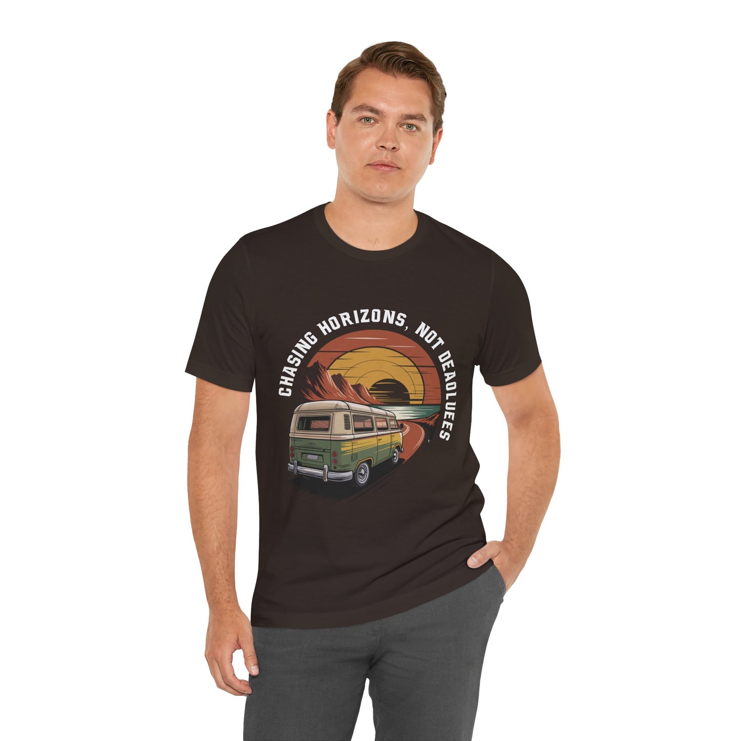 Chasing Horizons Vintage Camper Tee-Retro Van Unisex T-Shirt by Printify